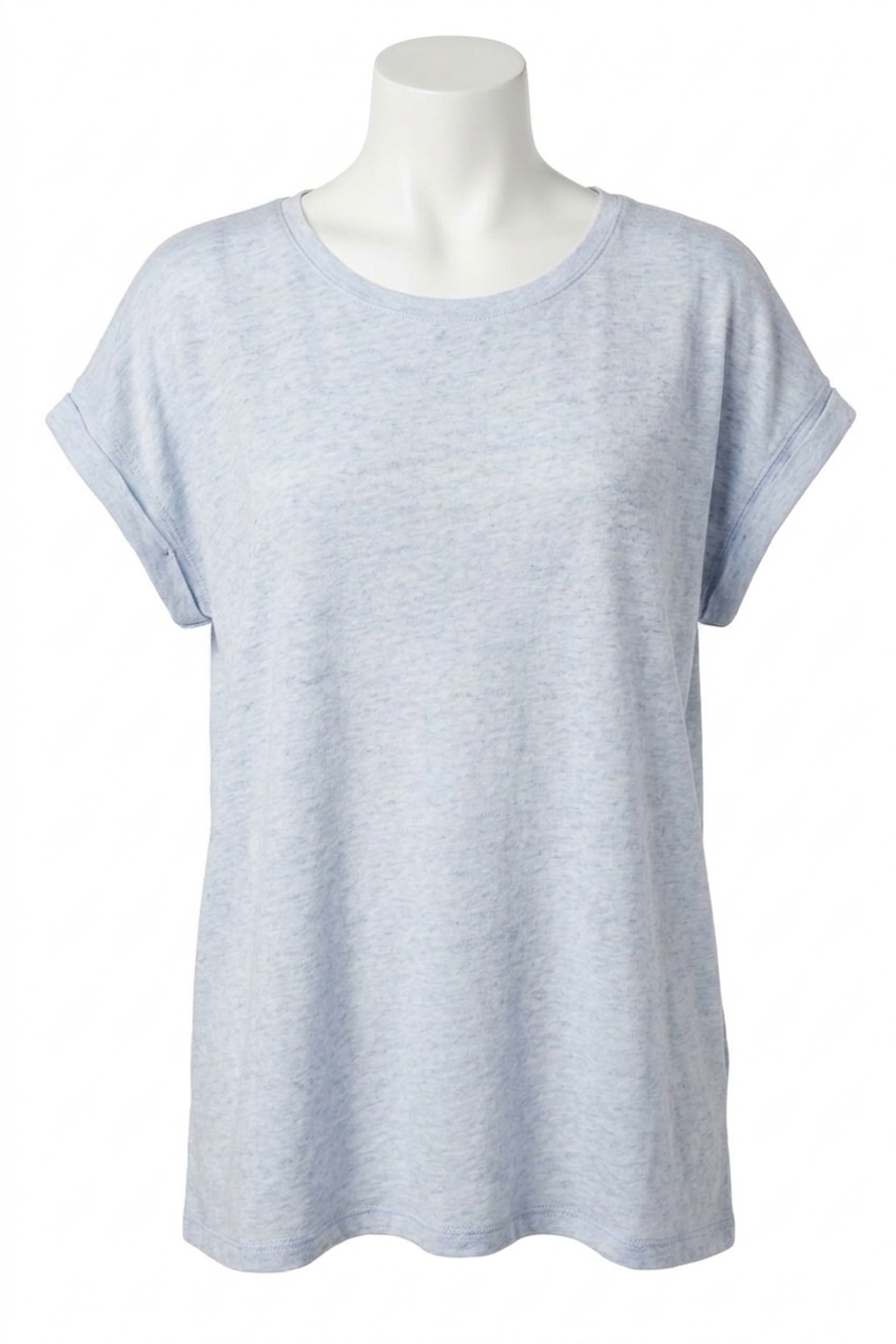 NEW HATCH linen circle short sleeve tee in cloud blue